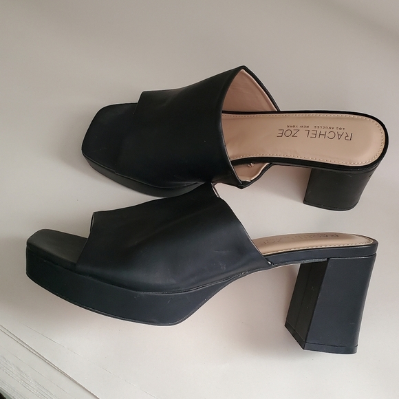 Rachel Zoe Cupid Black Mules with Chunky Heel Sz 9.5m Nwot. Block Heel - Picture 1 of 9